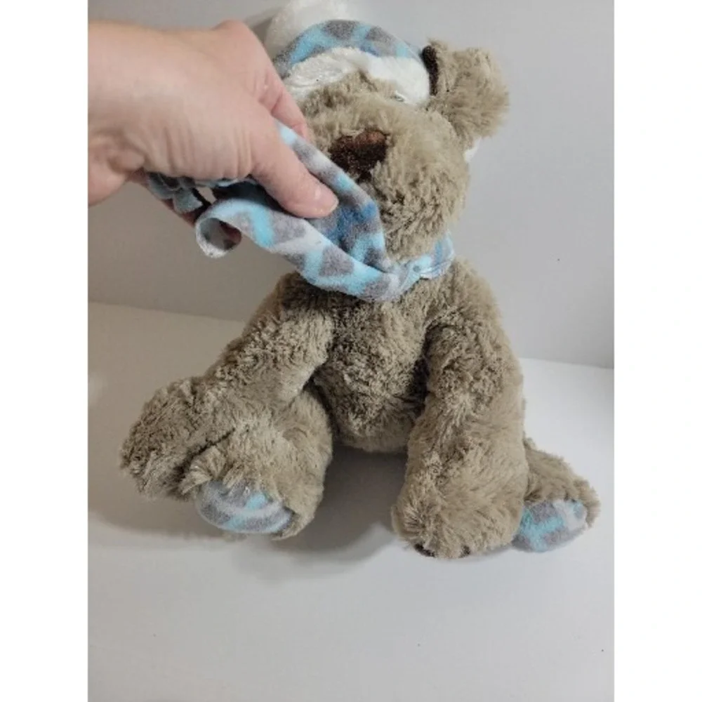 Gentle Treasures Teddy Bear Plush Winter Hat Scarf Stuffed Animal Brown Blue